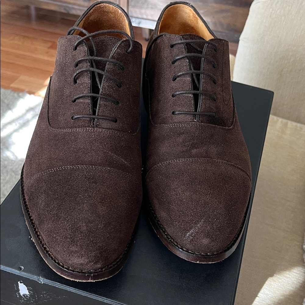 Beckett Simonon Dark Brown Suede Dean Oxfords Shoes